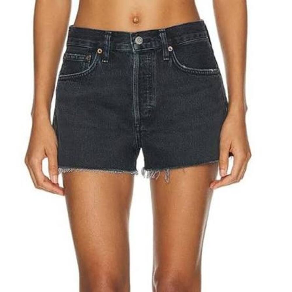 Agolde Black High-Rise Cutoff Denim Shorts